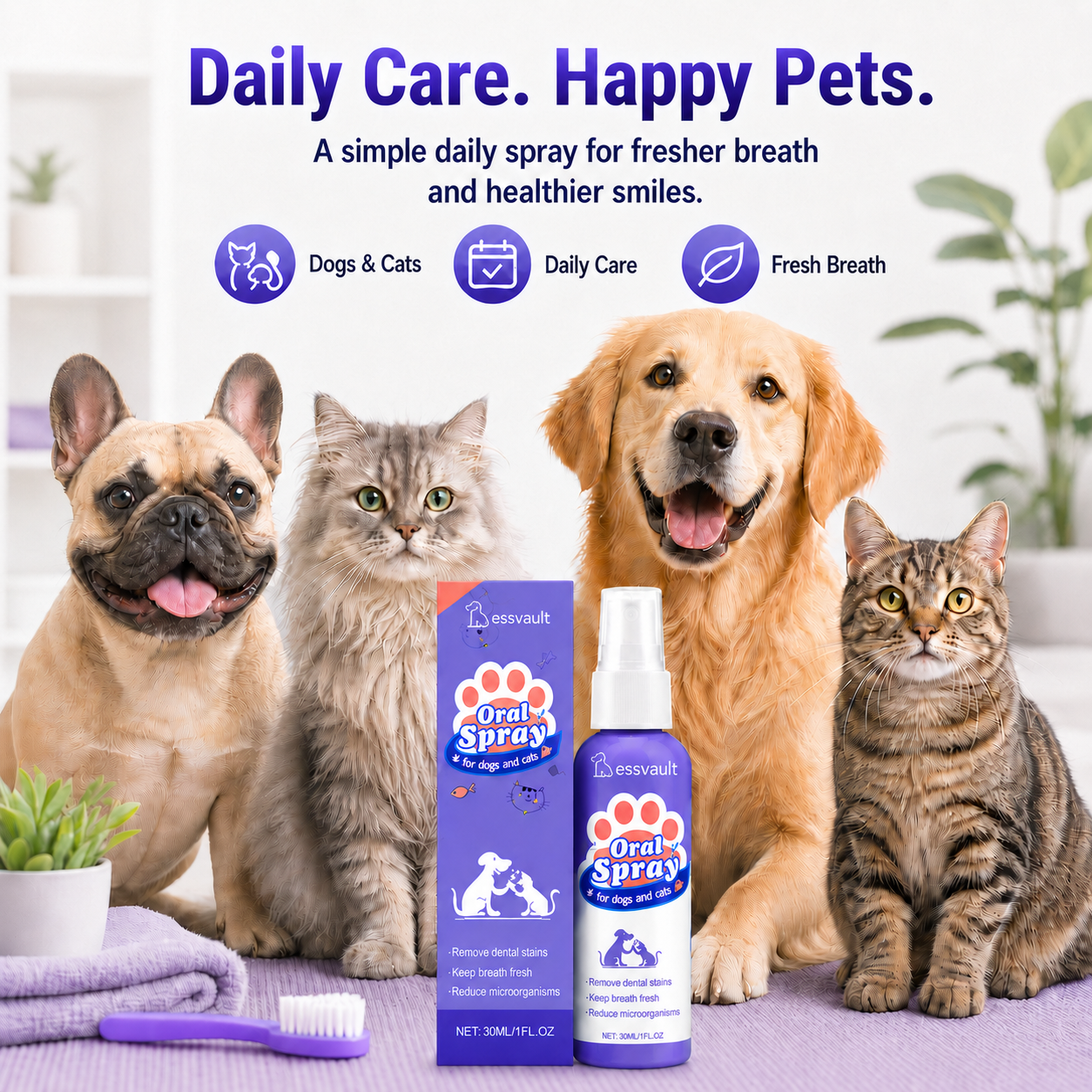 Pet Oral Cleanse Spray for Dogs & Cats – Fresh Breath, Plaque Support & Easy Daily Oral Care-YFL