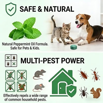 Mighty Natural Peppermint Rodent Repellent Tablets | 90-Day Pest Protection – Safe & Mess-Free 🐭💪-QDL
