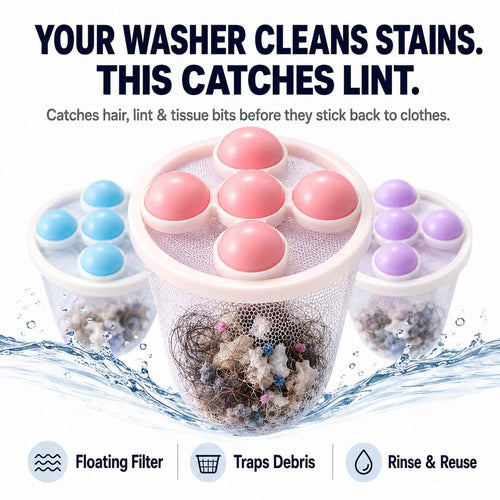 Washer Lint Catcher That Traps Hair, Lint & Tissue Bits Before They Stick Back-AFF