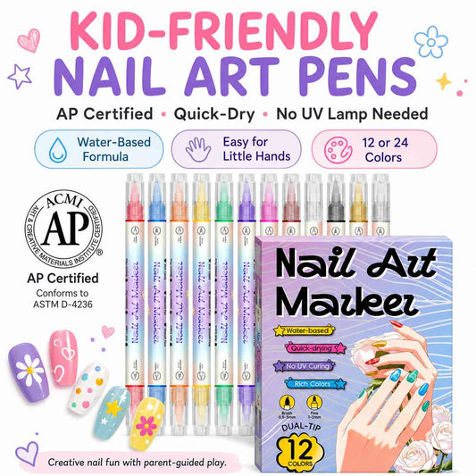 Kid-Friendly Nail Art Pens – Water-Based Quick-Dry Nail Marker-AFF
