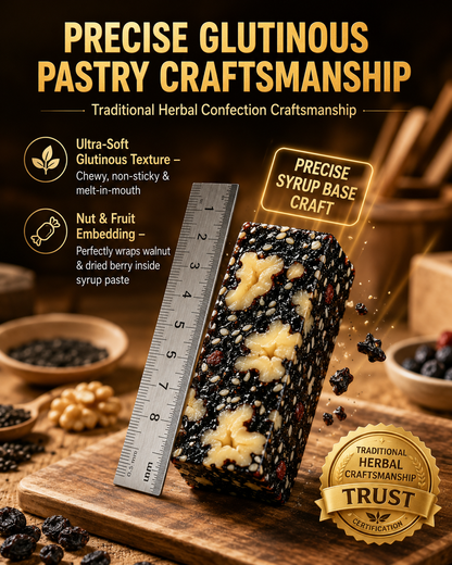 Mulberry Rehmannia & Black Goji Sesame Cake – Soft Herbal Nut Snack, Low Sugar Energy Bar-9YOE9