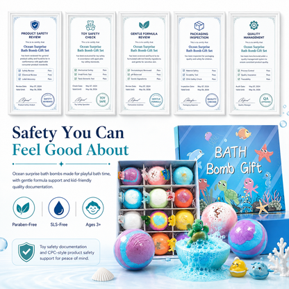 Ocean Surprise Bath Bombs for Kids – Fizzy Bath Time Gift Set with Hidden Sea Animal Toys Inside-YFL