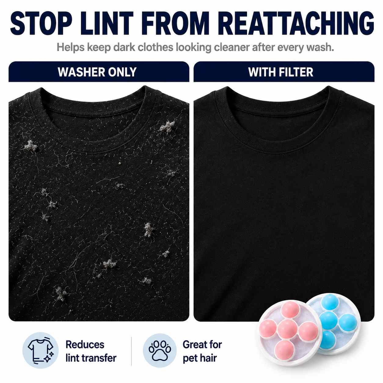 Washer Lint Catcher That Traps Hair, Lint & Tissue Bits Before They Stick Back-AFF