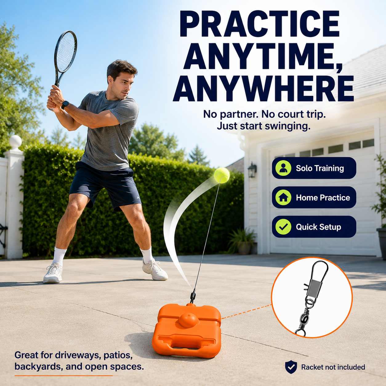 Solo Tennis Trainer Set – Weighted Base Rebound Ball for At-Home Practice-AFF