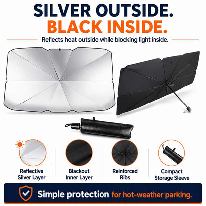 Car Windshield Sun Shade Umbrella – UV & Heat Blocking Interior Protector-AFF