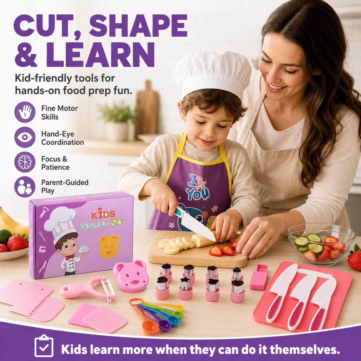 Kids Food Prep Learning Set – Hands-On Kitchen Tools for Little Helpers-AFF