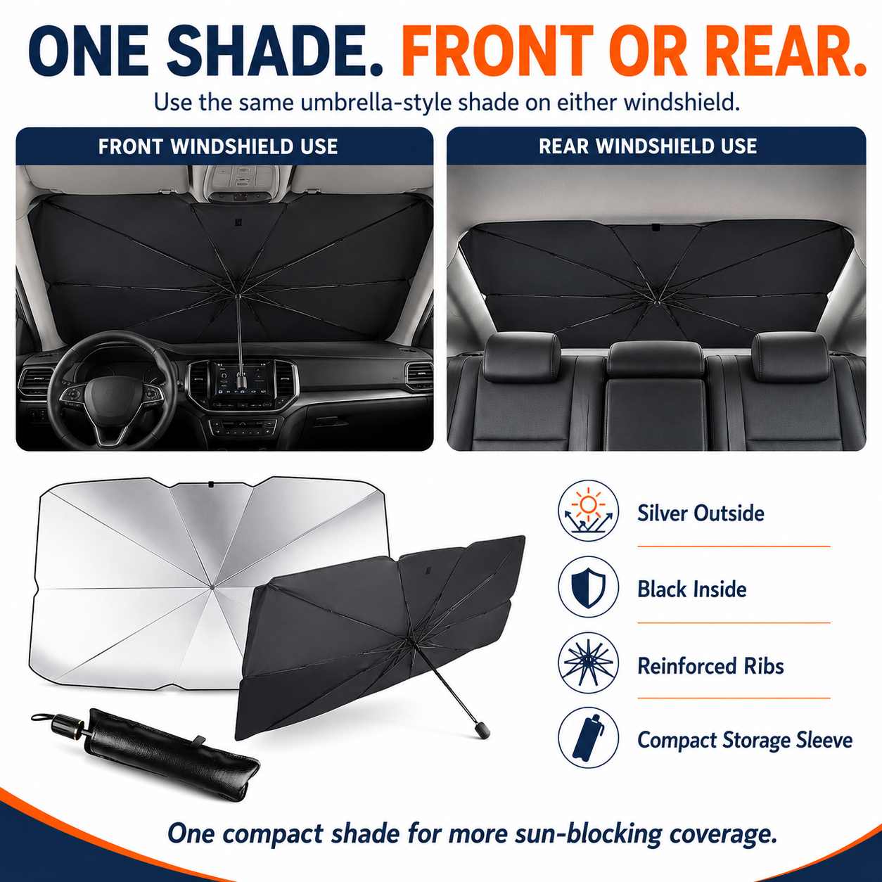 Car Windshield Sun Shade Umbrella – UV & Heat Blocking Interior Protector-AFF