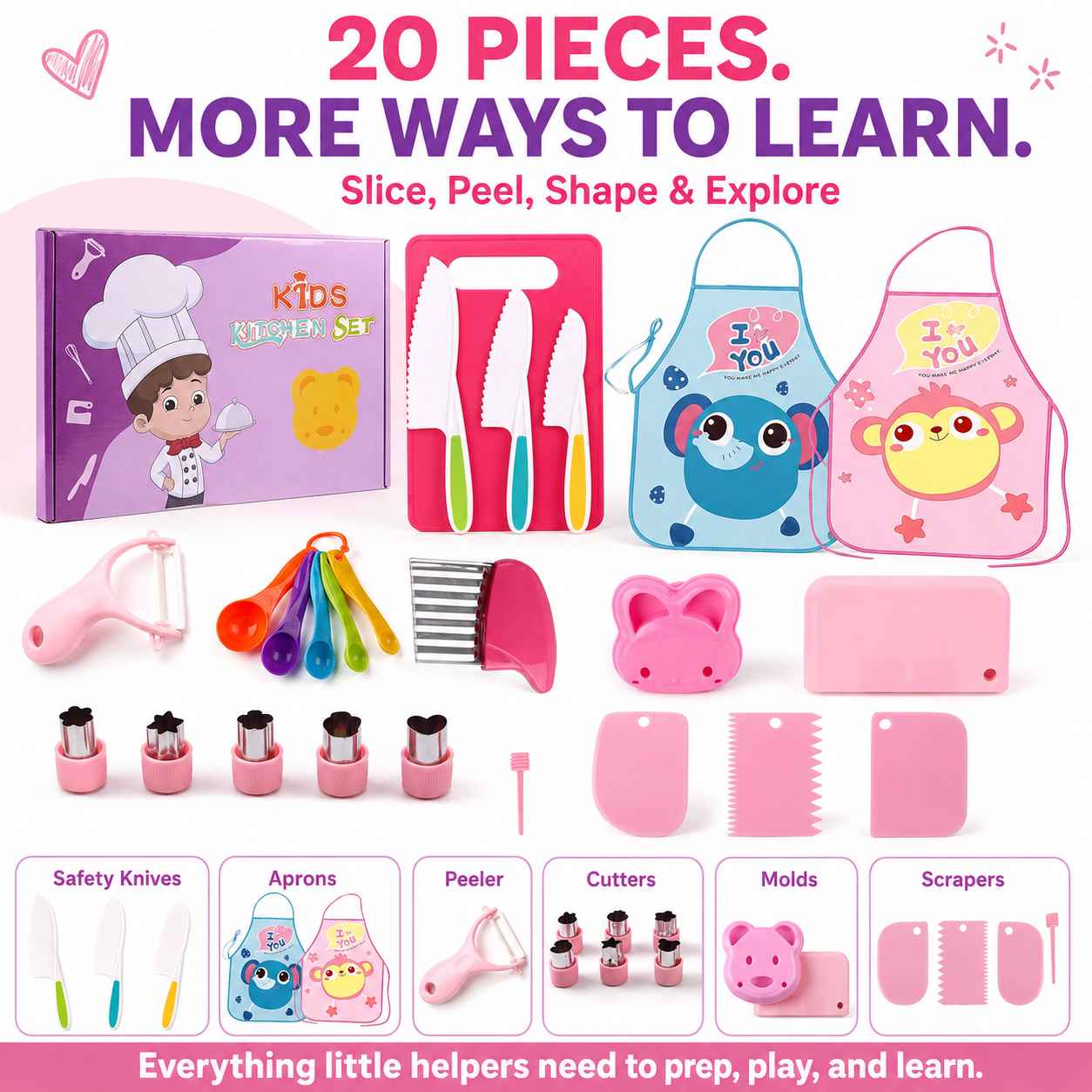 Kids Food Prep Learning Set – Hands-On Kitchen Tools for Little Helpers-AFF
