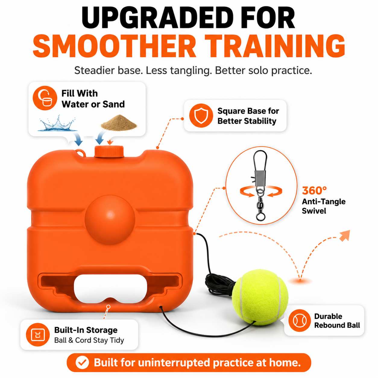 Solo Tennis Trainer Set – Weighted Base Rebound Ball for At-Home Practice-AFF