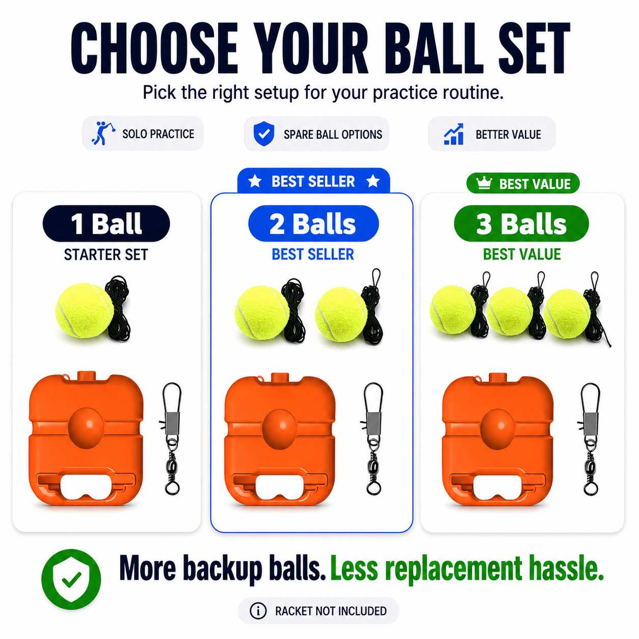 Solo Tennis Trainer Set – Weighted Base Rebound Ball for At-Home Practice-AFF
