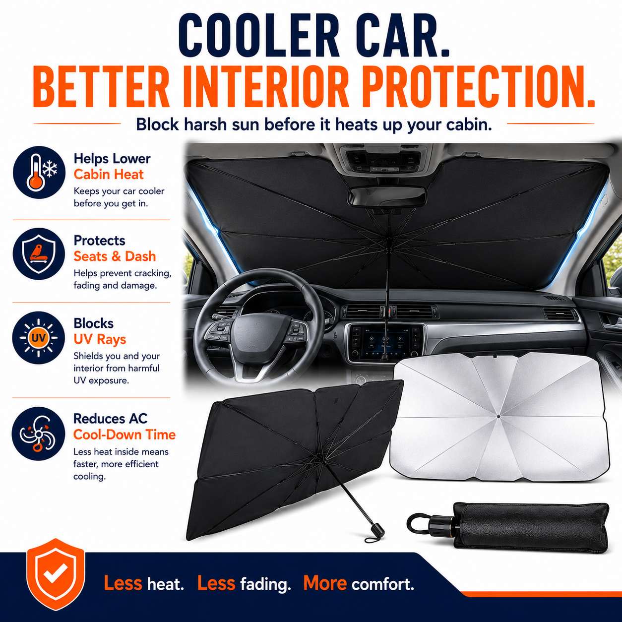 Car Windshield Sun Shade Umbrella – UV & Heat Blocking Interior Protector-AFF