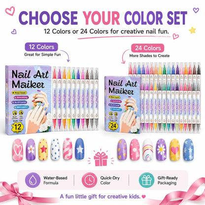 Kid-Friendly Nail Art Pens – Water-Based Quick-Dry Nail Marker-AFF