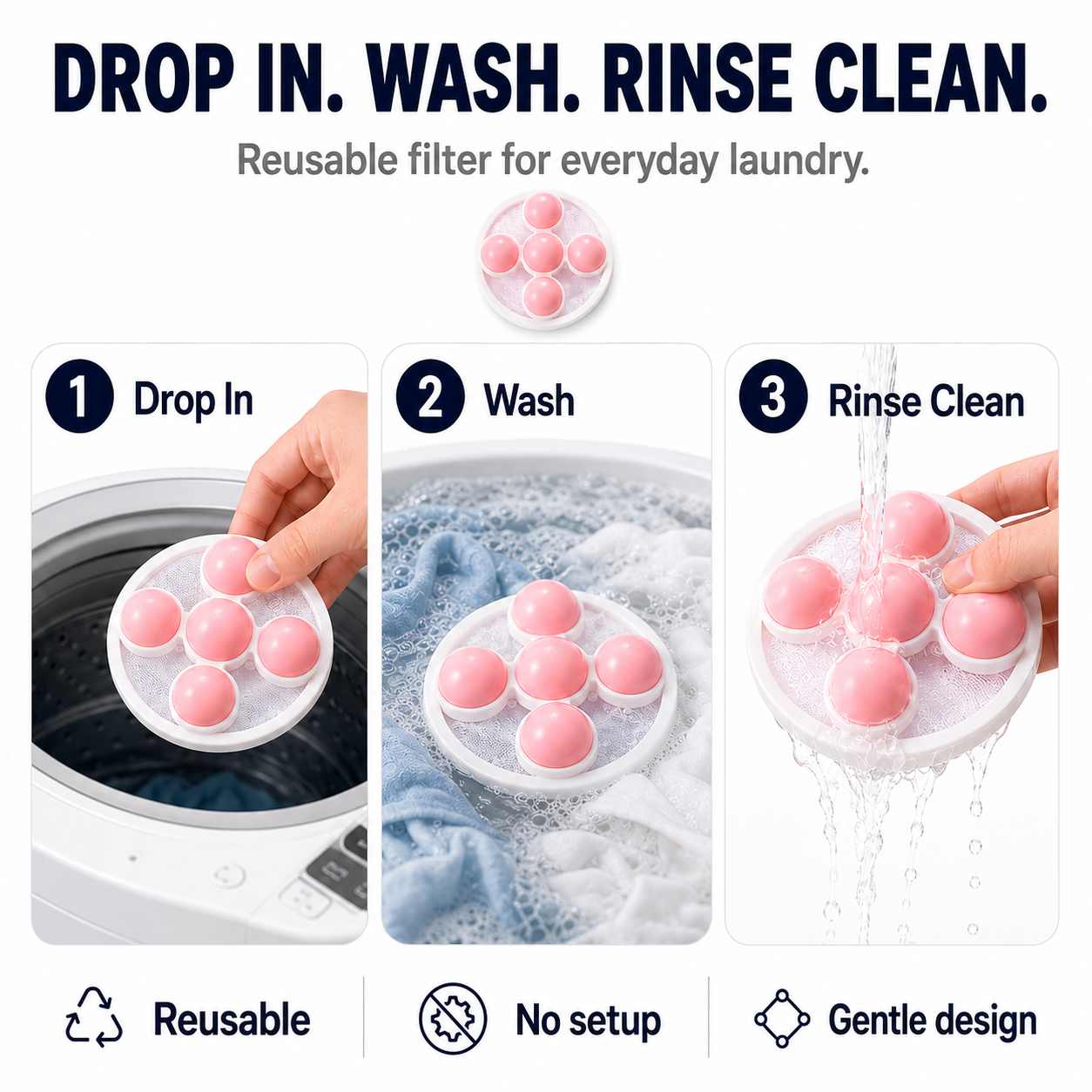 Washer Lint Catcher That Traps Hair, Lint & Tissue Bits Before They Stick Back-AFF