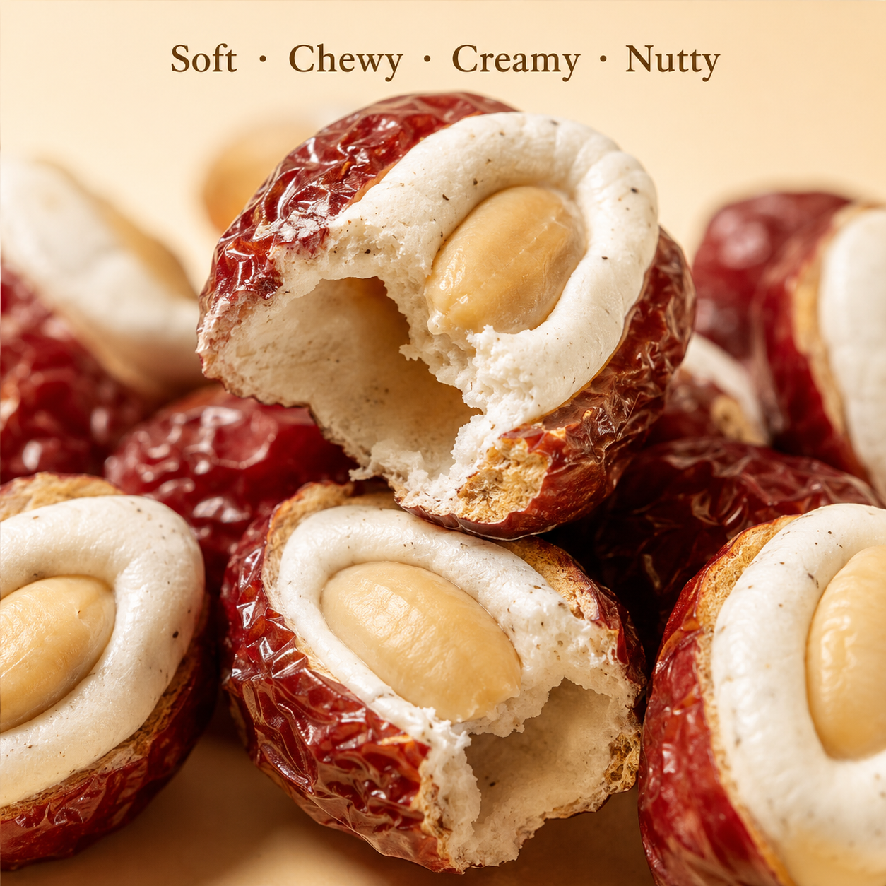🌰 Cashew Puff Jujube – No Added Sugar Healthy Snack with Whole Cashew Center-AFF
