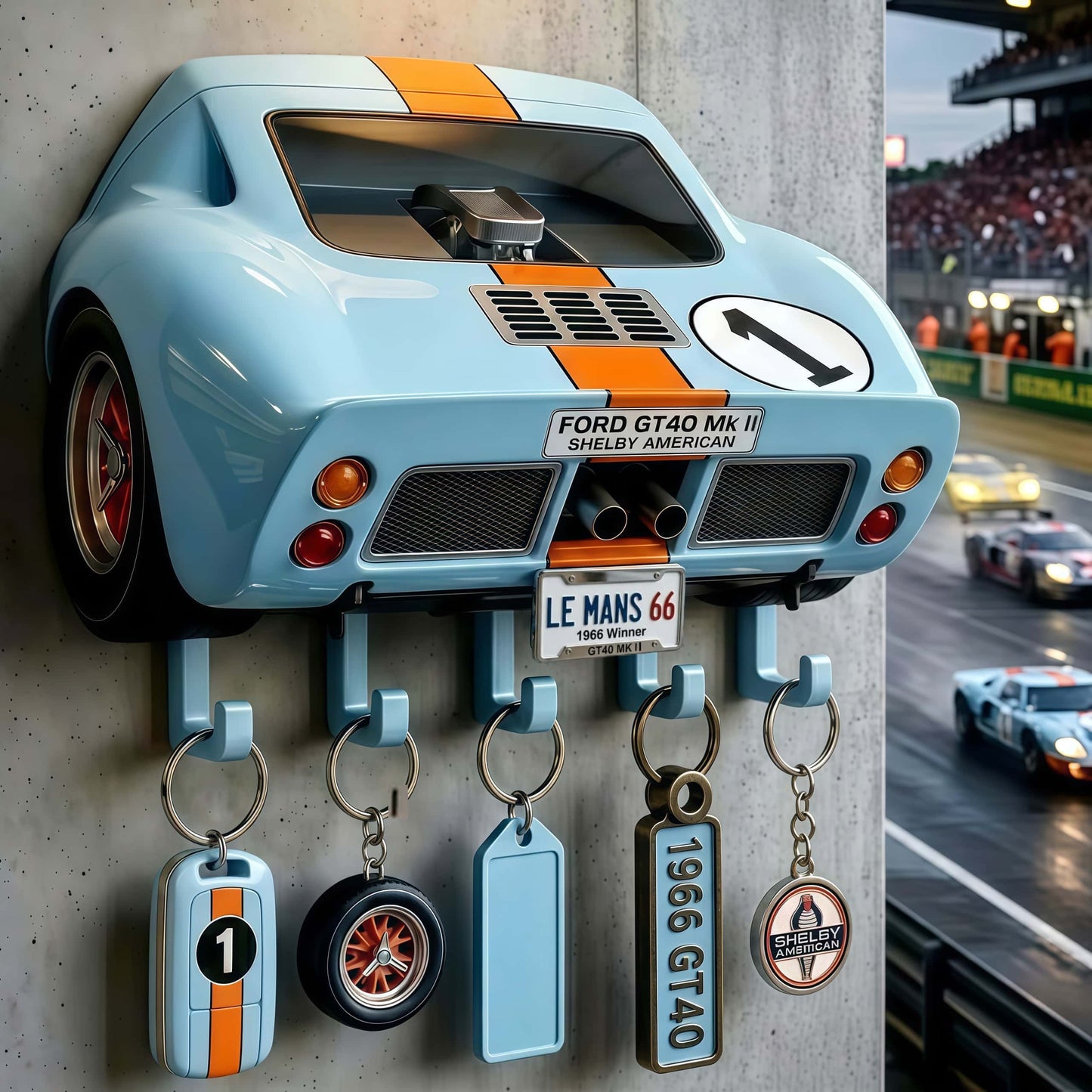 Ford GT40 Mk II Le Mans 1966 Inspired Wall Mounted Key Holder-AKS